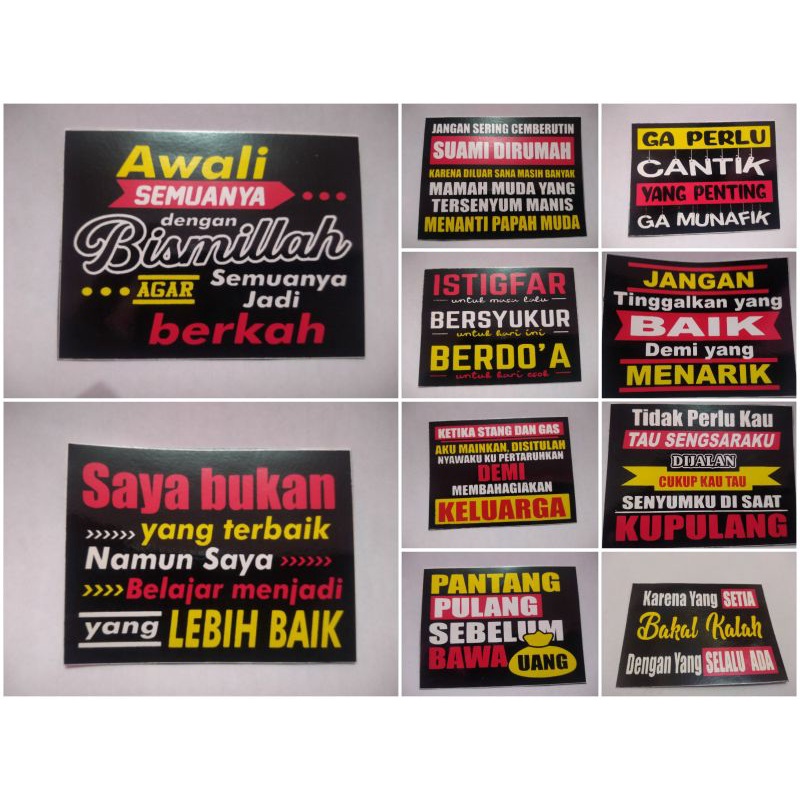 

stiker motifasi / stiker kata-kata di pasang di motor helmet laptop dll