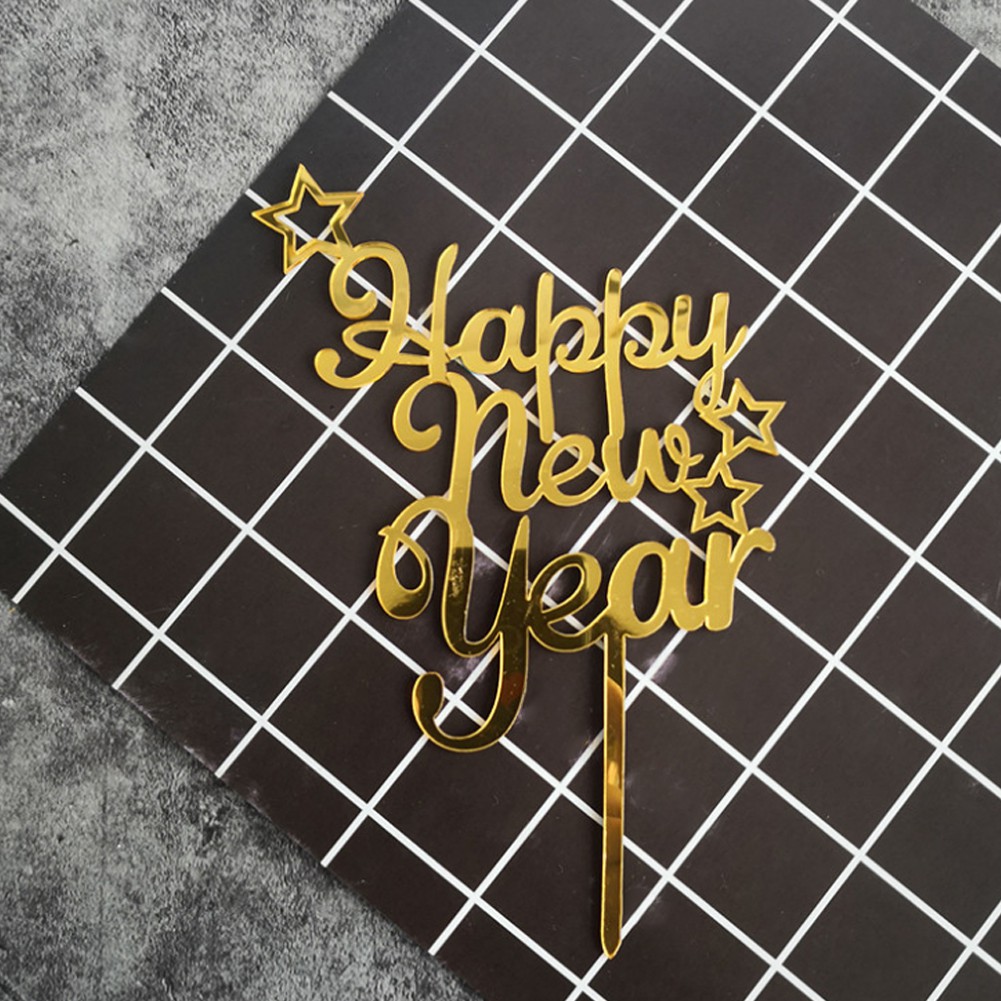 Topper Kue Desain Happy New Year Untuk Dekorasi Pesta