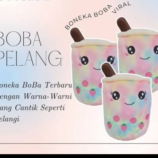 Boneka Boba Pelangi Rainbow Tinggi 25cm / Boba Bubble / Bantal Minuman/Boba Hits OKE***