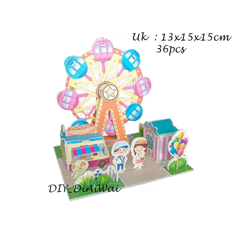 Puzzle 3D DIY bahan foam &amp; paper mainan puzzle edukasi anak - Amusement Park