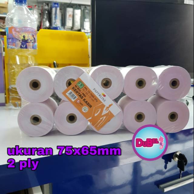 

Dck Kertas Kasir / Register Roll / Tellstruk Paperline 75x65mm 2 Rangkap Isi 10 Roll
