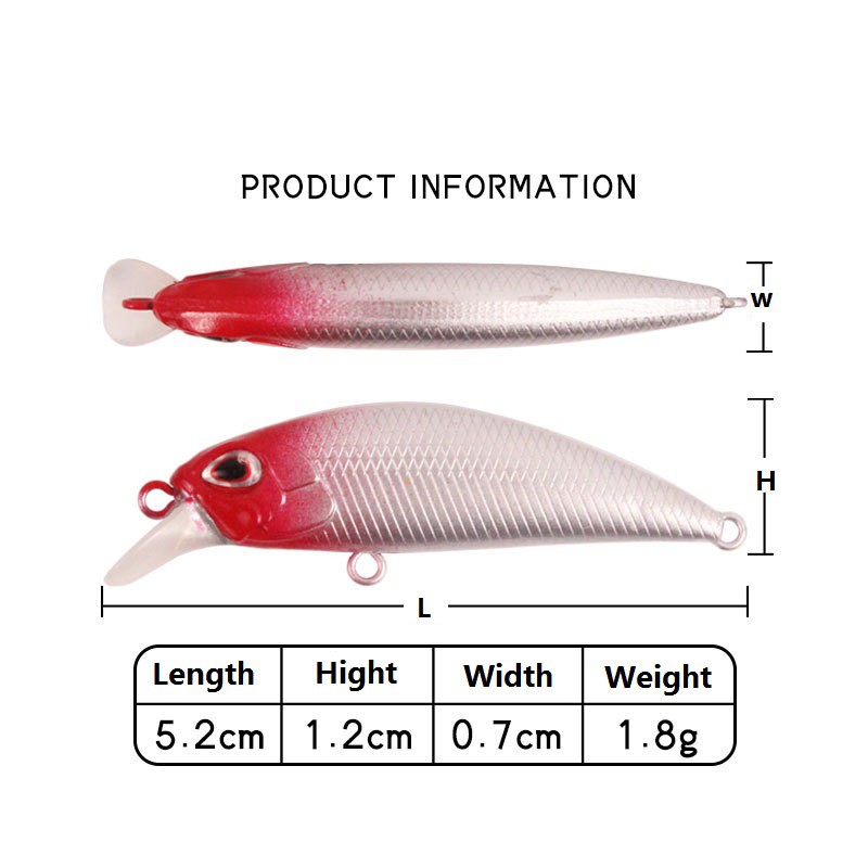 Shengyao 1Pcs New Sinking Minnow Umpan Pancing 5cm 3g Swimbait Fishing Lure Ikan Bass Wobbler Mini 3X Strength Hook Kail Memancing Tackle