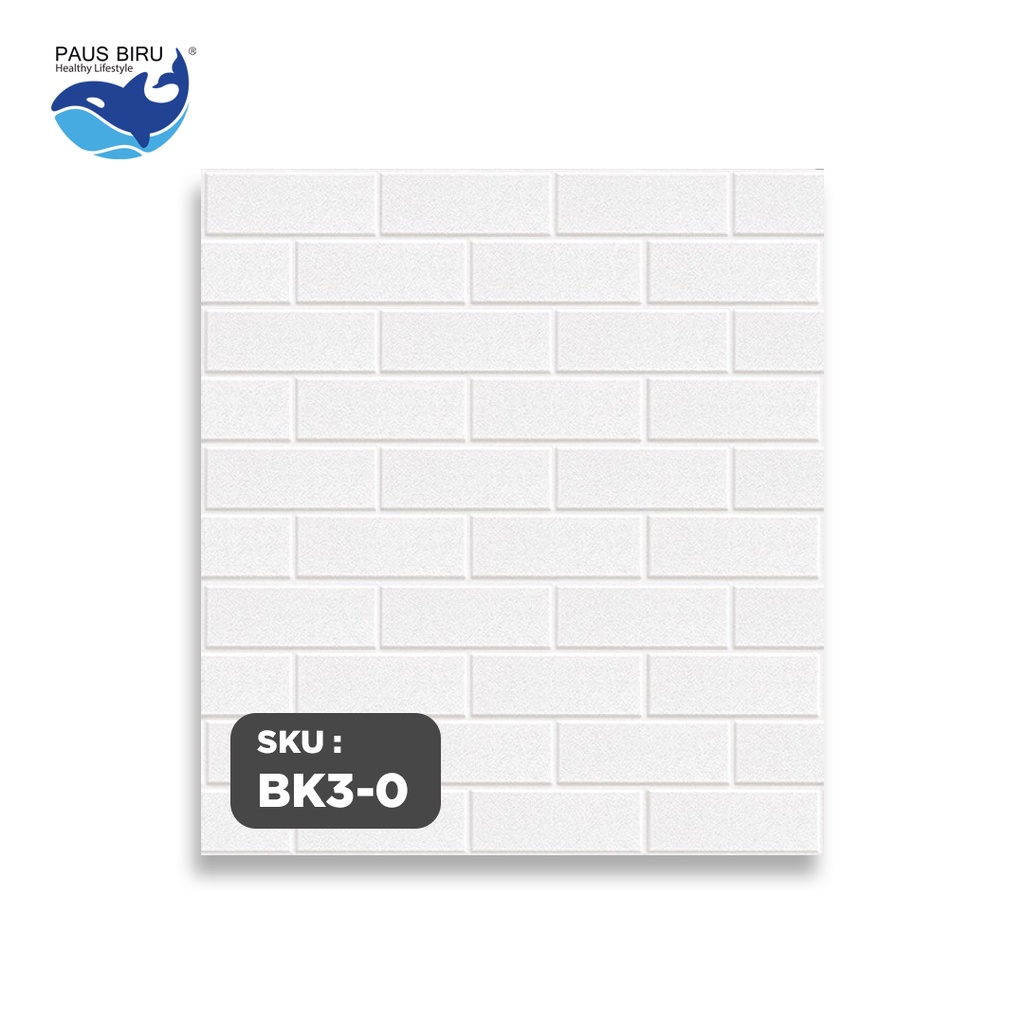 Paus Biru - Wallpaper Dinding 3D bata / wallpaper 3D Foam 77x70cm ketebalan 4.5mm-BATA PUTIH BK3-0
