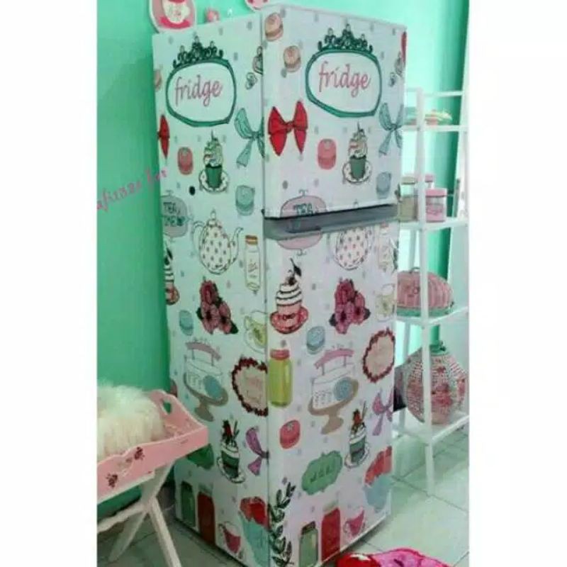 variasi sticker kulkas 2 pintu full body