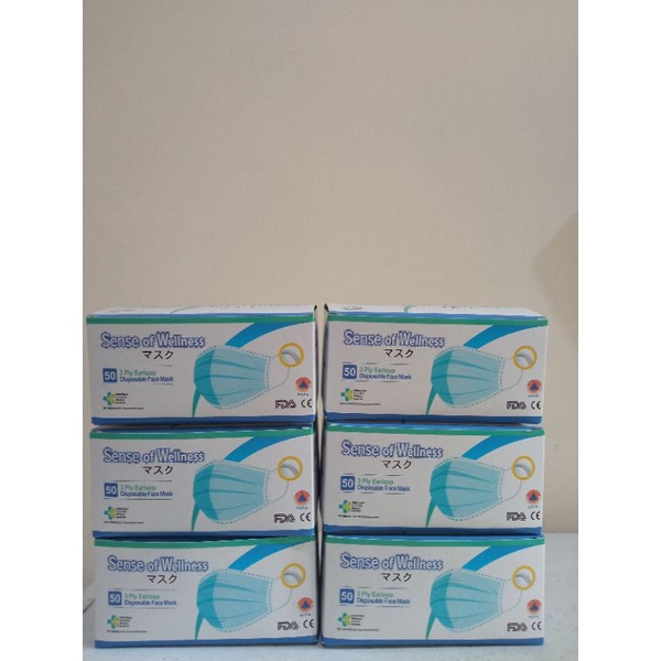 Masker medis kesehatan  sense of wellness earloop 3ply isi 50pcs ada emboss 100% asli original