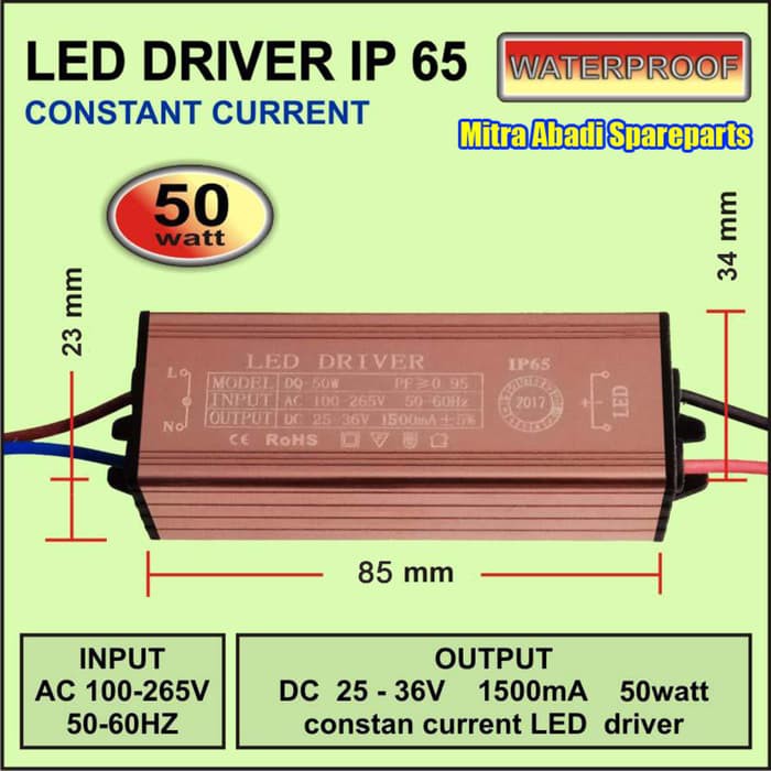 SPECIAL    LED Driver AISE 50 Watt 1500 mA Casing Aluminium IP65 real 50W/DQ-50W