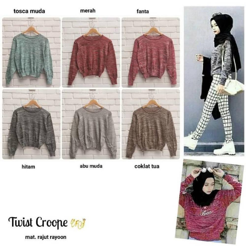 ✅ TWIST CROP - BAJU RAJUT KOREA RAJUT CROOPE