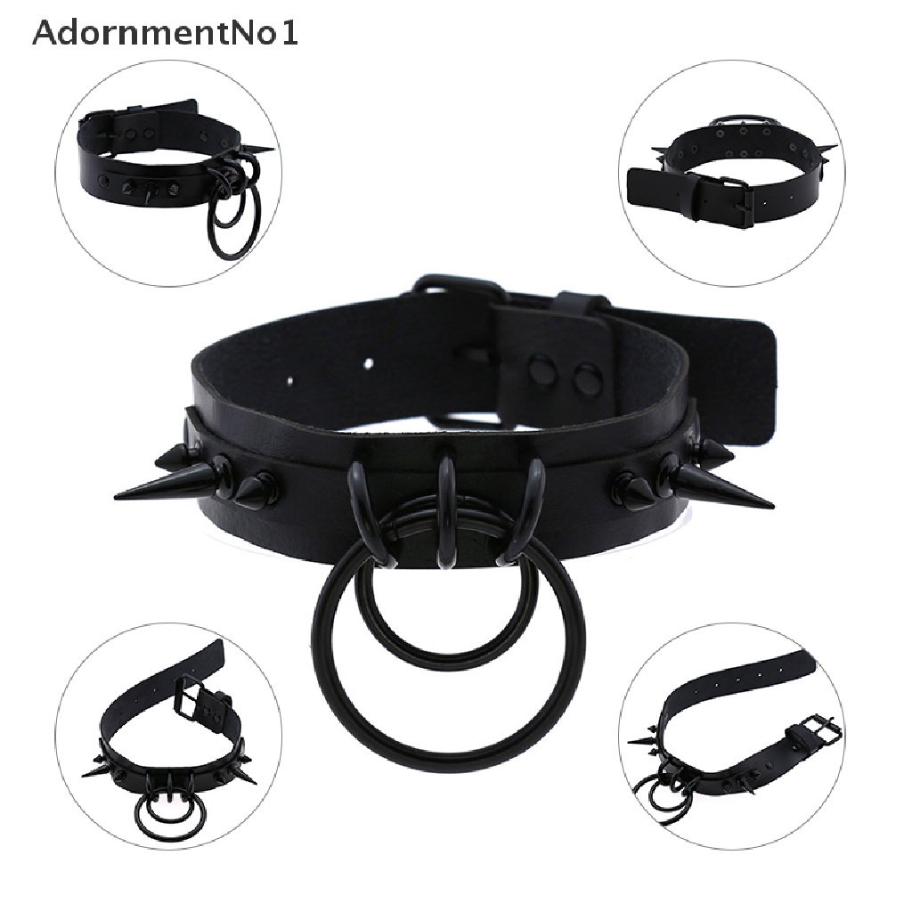 (AdornmentNo1) Kalung Choker Bahan Kulit Imitasi Model Gothic / Punk Untuk Unisex