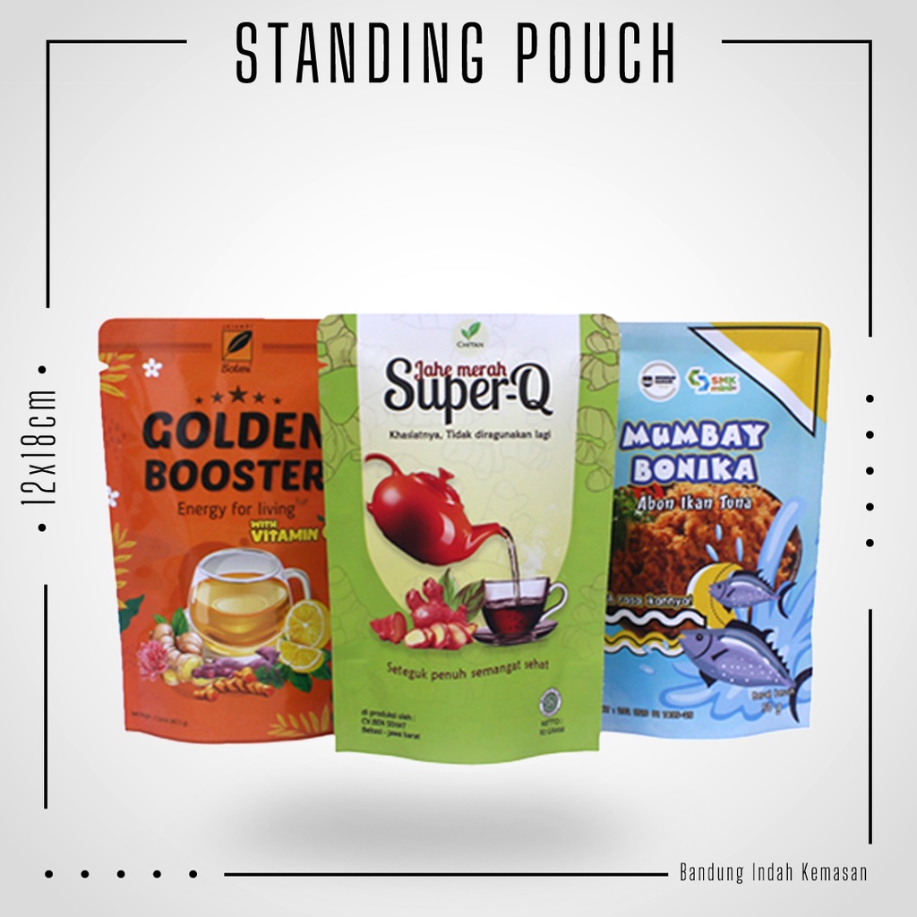 

Cetak Kemasan Standing Pouch Full Print Ukuran 12x18