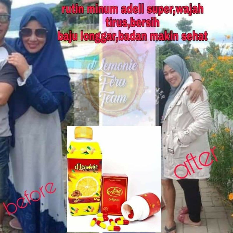 PAKET ADEL SUPER 15 HARI (lemon 1 botol dan kapsul 15)   pelangsing adel apel super