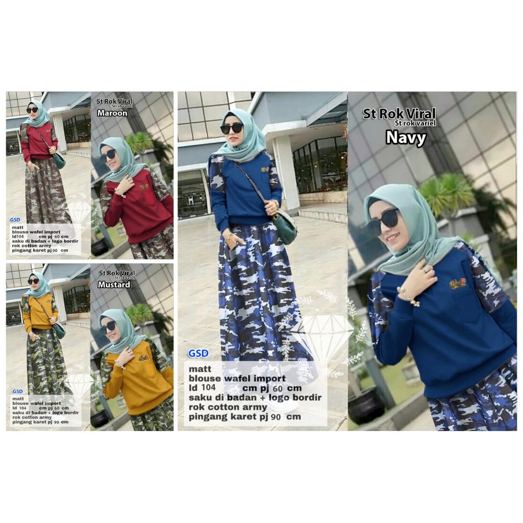 Setelan rok viral/setelan rok variel/setelan wanita/setelan blus wanita/setelan rok army