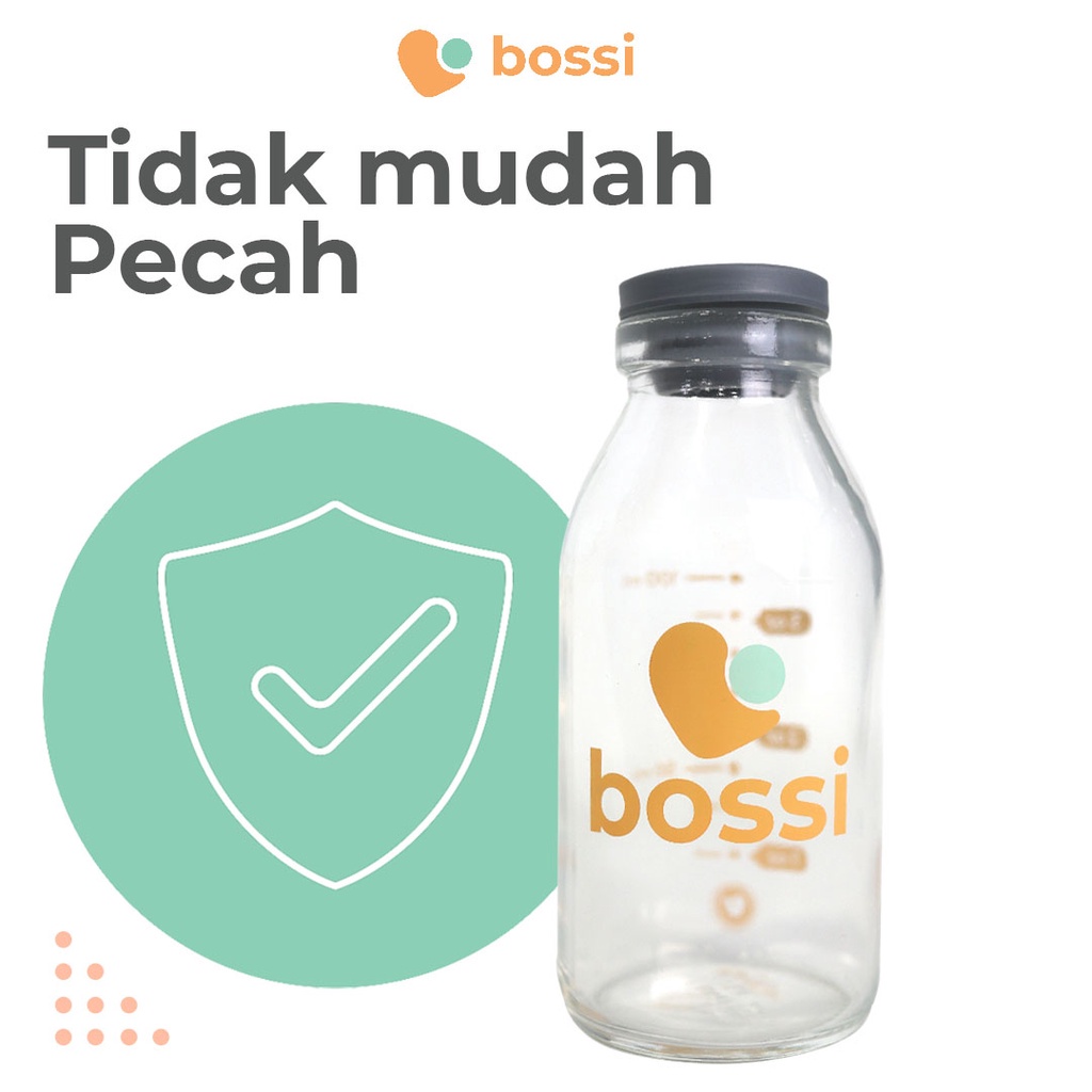 Botol Kaca Penyimpanan ASI Bossi 50 ml 1 Box Isi 8 Botol