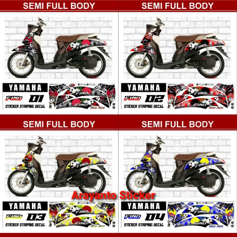 Sticker Striping Mio Fino Karbu Sporty 2012-2013 Semifullbody Variasi AR03 (Semua Ready Bisa COD)