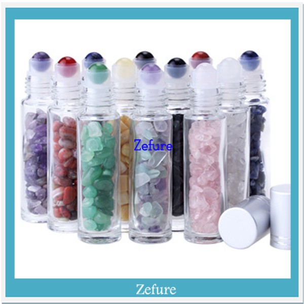 GEMSTONE roll on batu crystal roller bottle botol kristal 10ml gems botol essential oil Botol Rollon