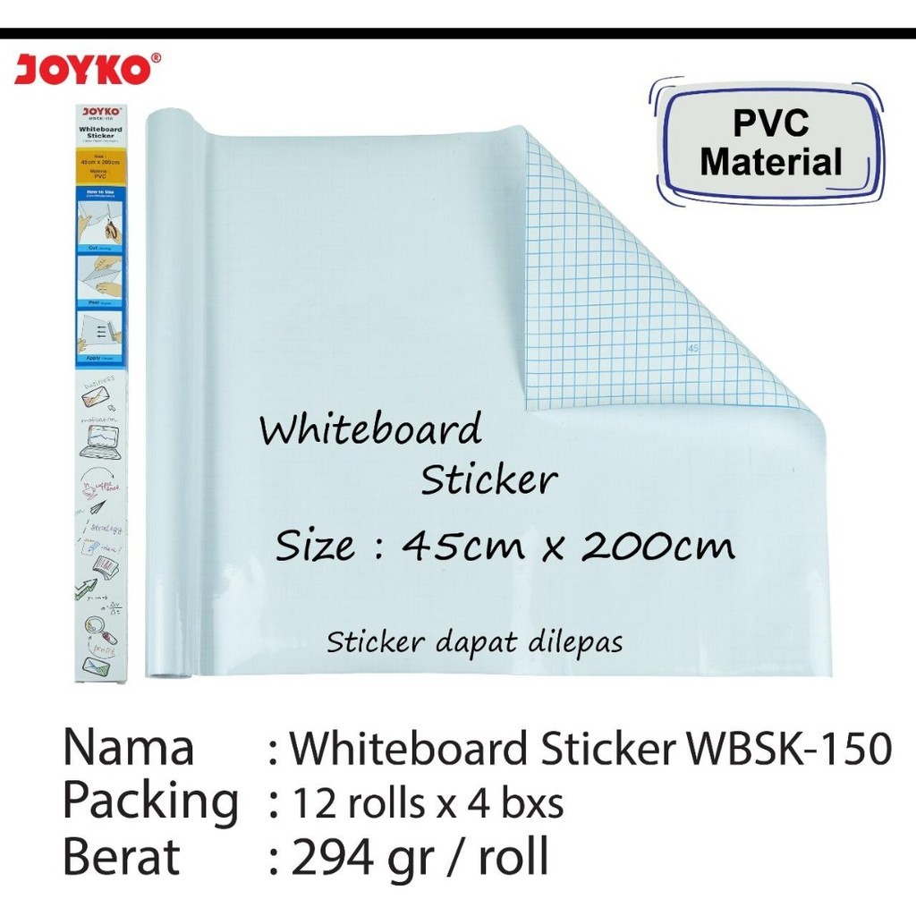

sticker pelapis kaca aquarium putih 45 cm x 2 meter joyko putih bisa ditulis spidol whiteboard
