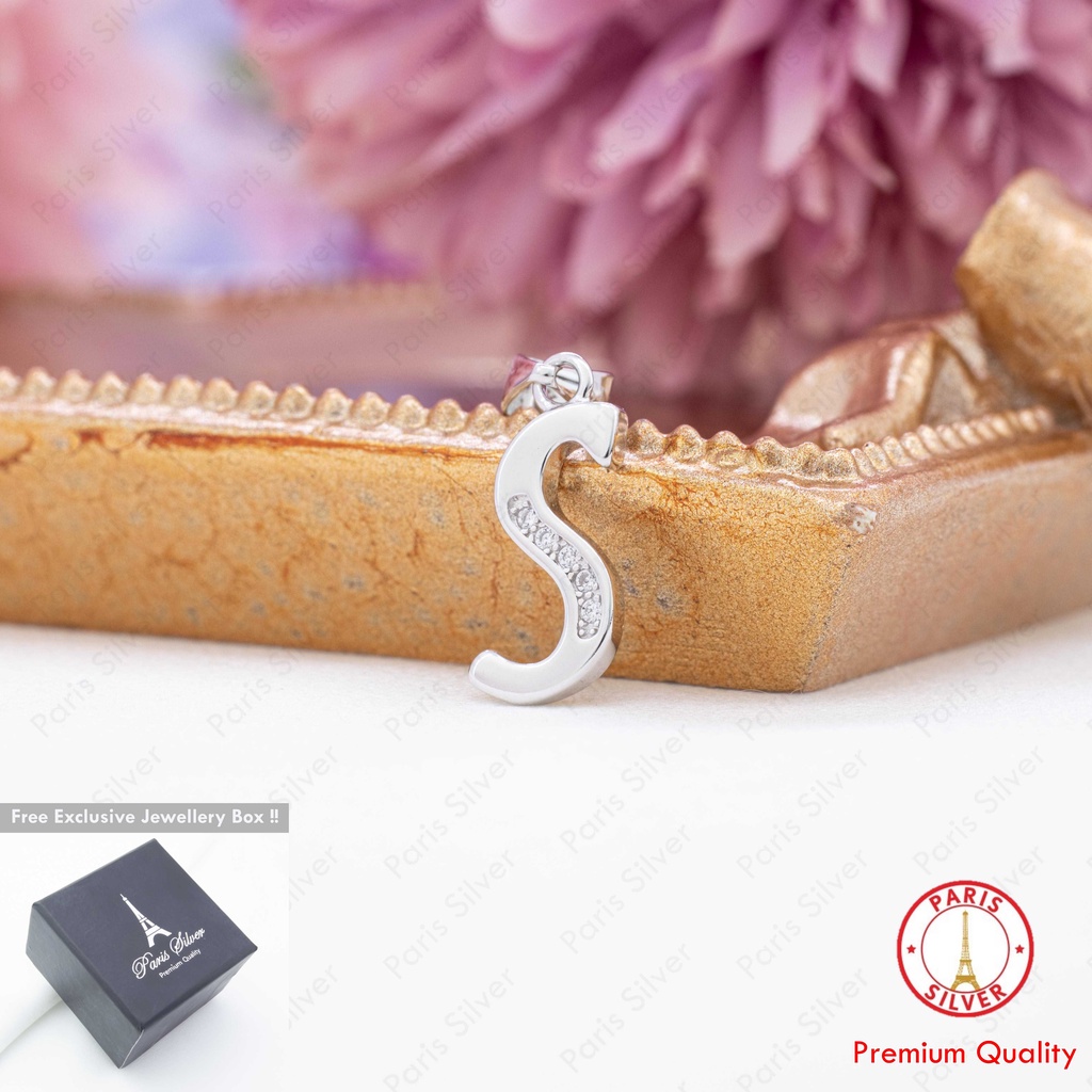 Ay00 Liontin Huruf Nama Inisial Perak 925 Silver Lapis Emas Putih Alfabet Bandul Kalung Alphabet