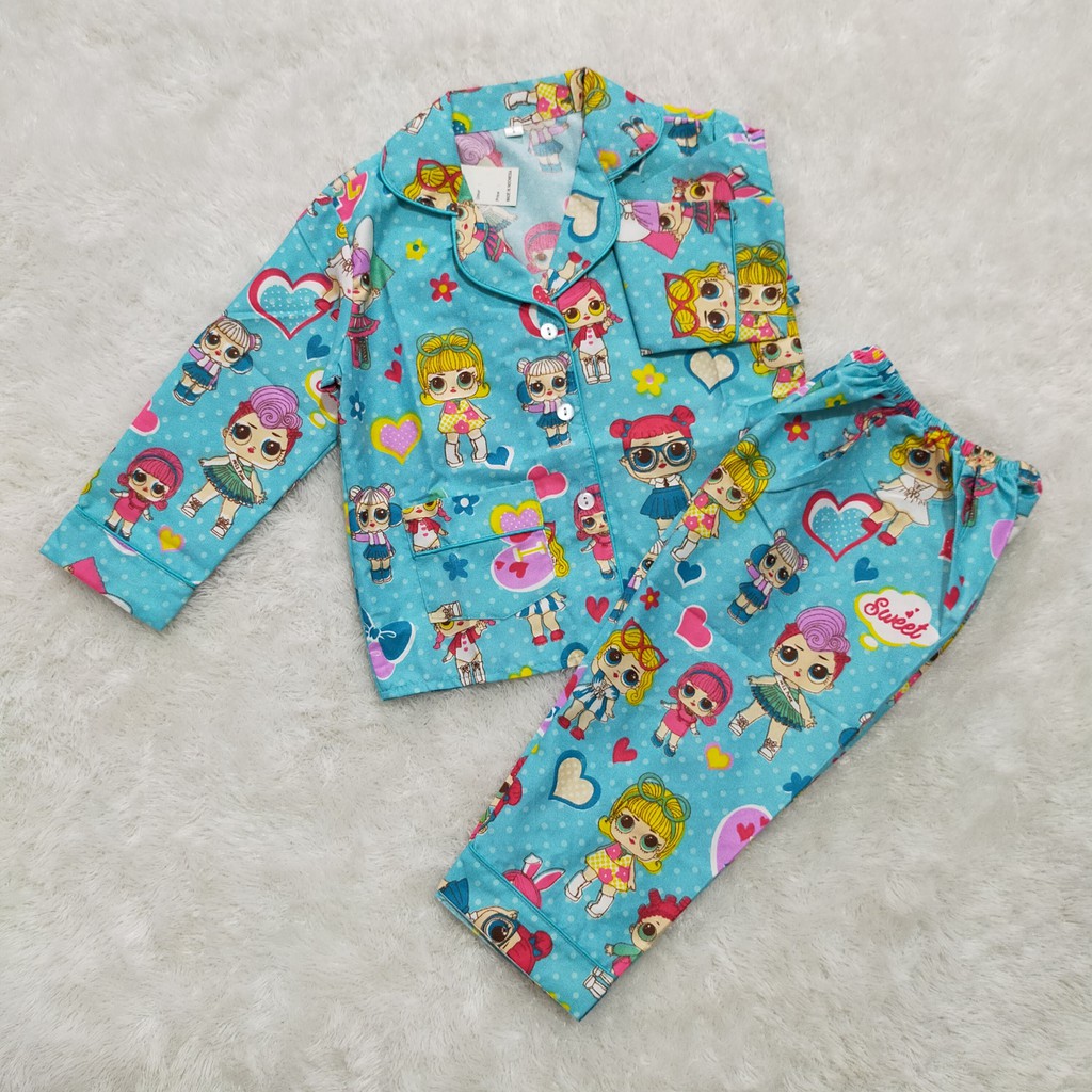 VeriFel Piyama Balita Cewek Katun Micro Impor Motif Kartun Karakter Promo Murah Setelan CP / PP Usia 1 th - 5 th-7