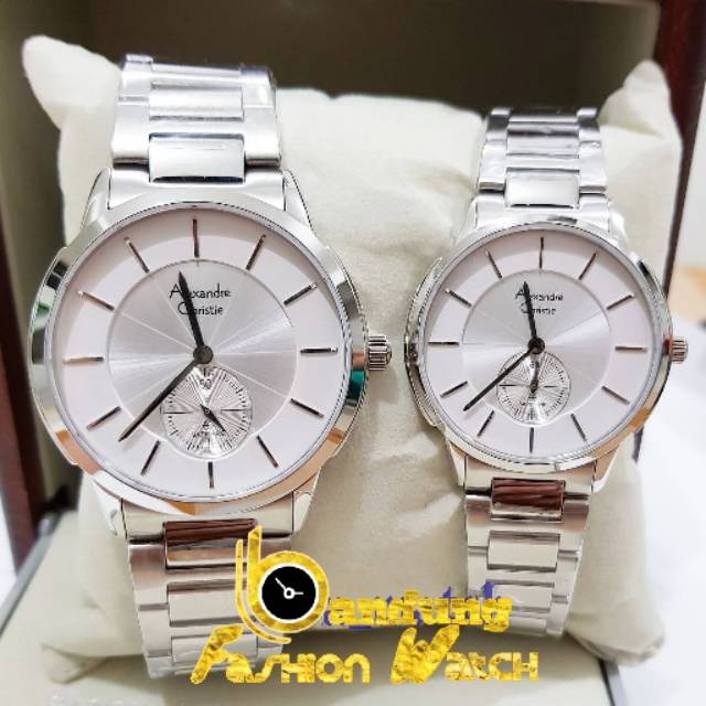 Jam Tangan Couple Elegant Alexandre Christie AC 8546 Silver Original