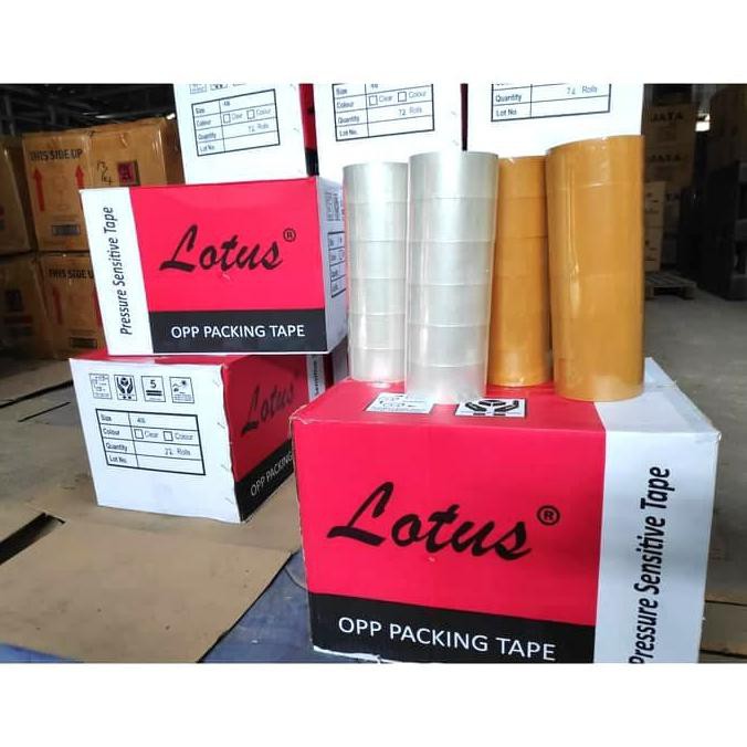 

[[BISA COD]] (KHUSUS GOJEK / GRAB) Lakban LOTUS 100 Yard 48 mm / 2 inch (DUS) BOOM SALE Kode 1214