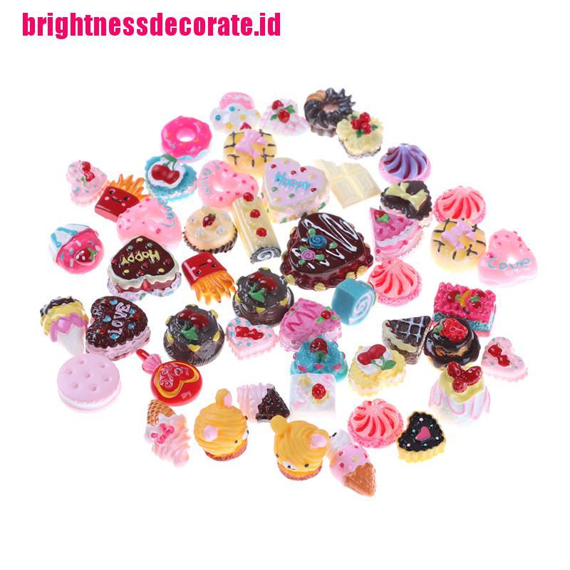 Brightid 10pcs / Set Mainan Miniatur Kue / Biskuit / Donat Untuk Dekorasi Rumah Boneka / Pretend Play