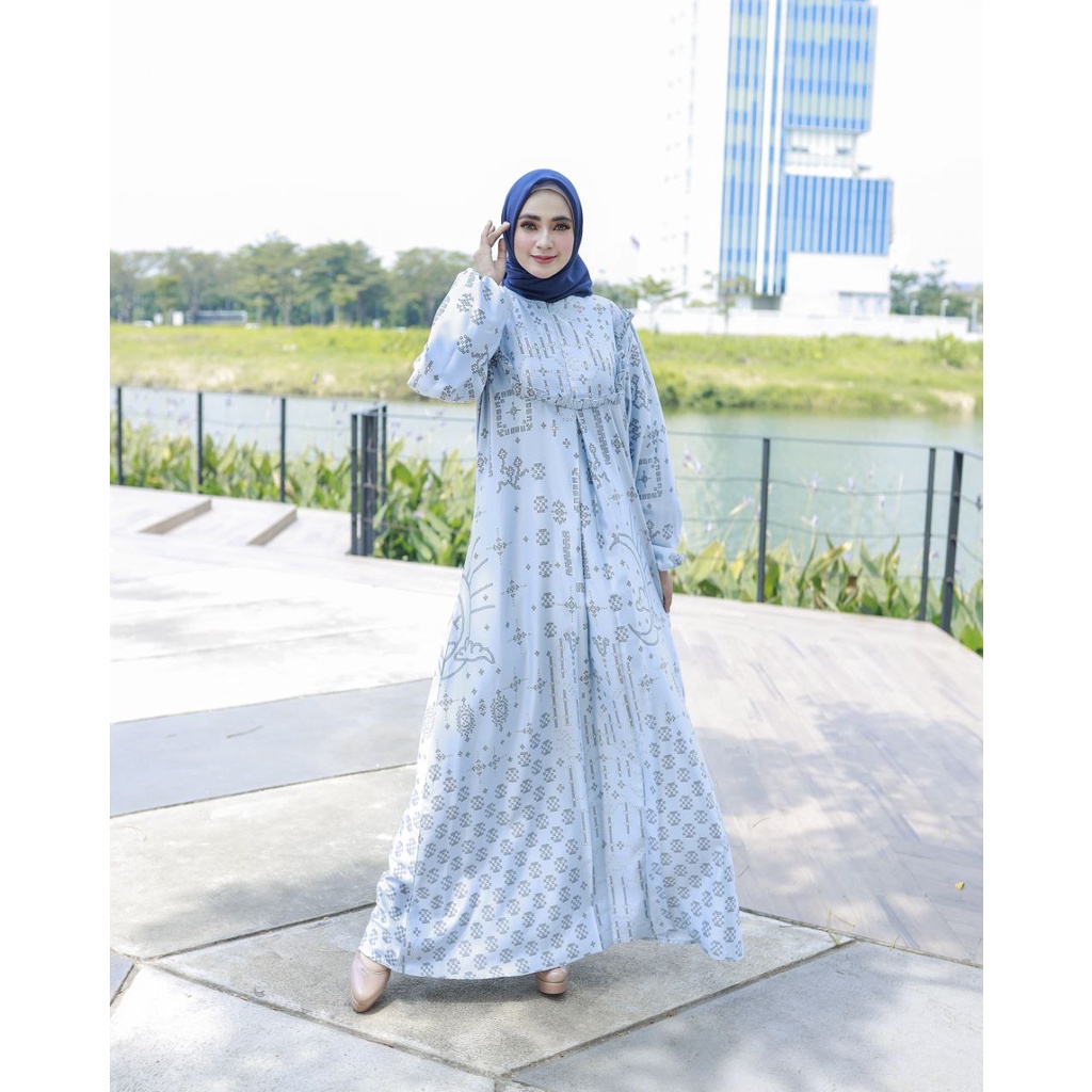 Dress Zulina Maxi motif / Maxmara silk lux / baju wanita / Pakaian Muslim / Fashion Wanita Muslimah