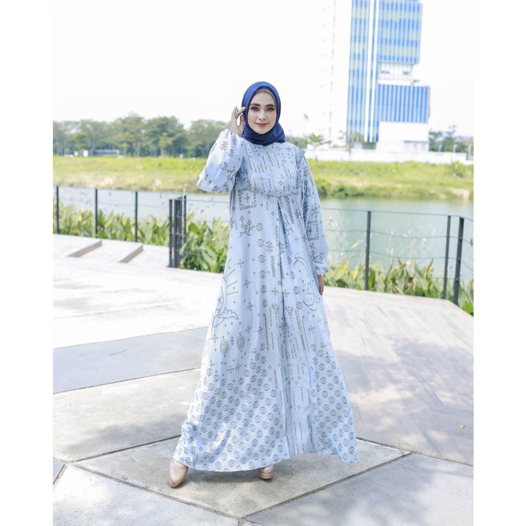 Dress Zulina Maxi motif / baju wanita/ gamis wanita  / Pakaian Muslim / Fashion Wanita Muslimah