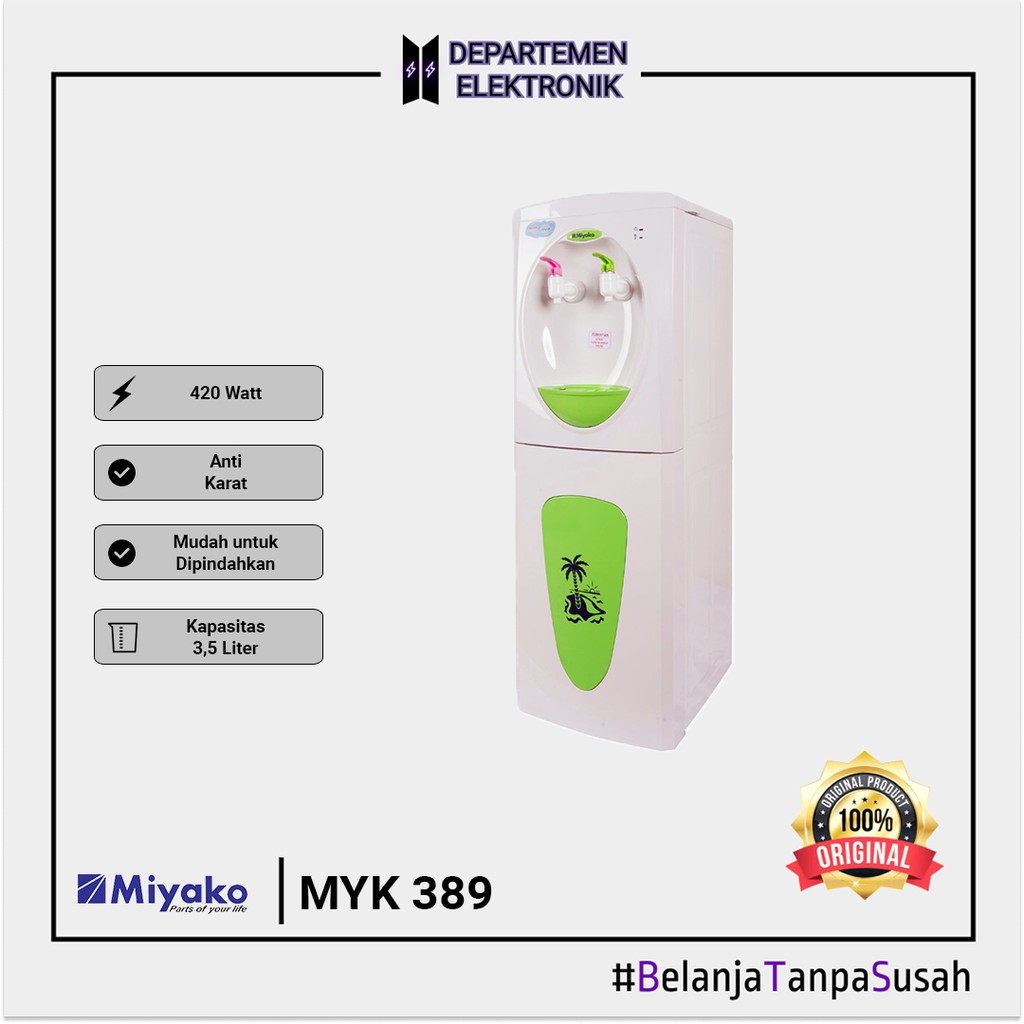 Miyako WD 389 HC Dispenser Hot and Cool with Glasses Rack MURAH BANGET / GARANSI RESMI