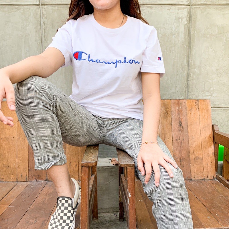 Kaos Champion Hitam Abu | Kaos Pria | Baju Branded 100% Original