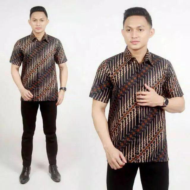 Havi Batik Hrb026 Kemeja Pendek Pekalongan Padi M L Xl Sogan Tulis Halus