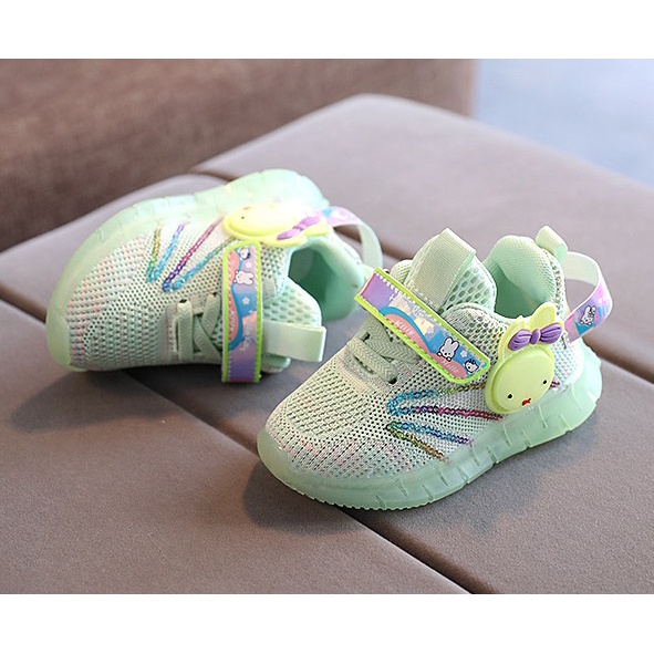 Qeede_Store Sepatu KANINA  Sneakers Anak Perempuan Import Lampu LED Size 21-30