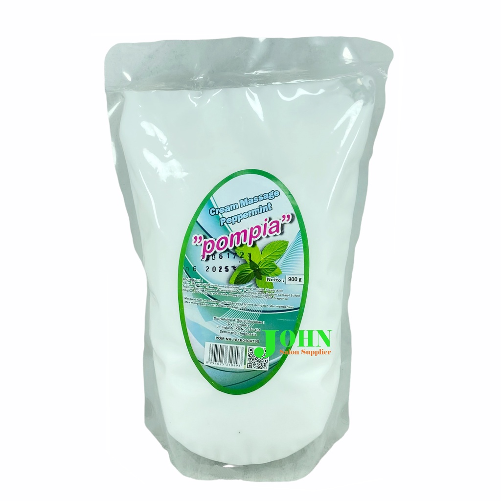 POMPIA Massage Cream 900 gr Peppermint | Krim Pijat dan Refleksi Badan Kaki