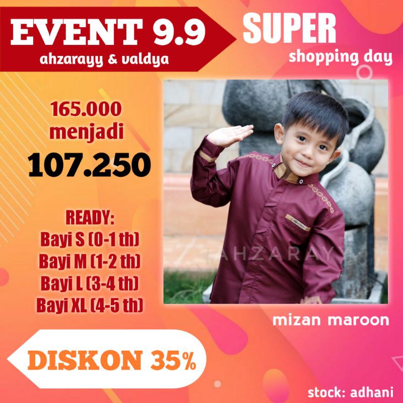 SALE Baju Koko Couple Lebaran Mizan Ied Series Warna Maroon Original by Ahzarayy