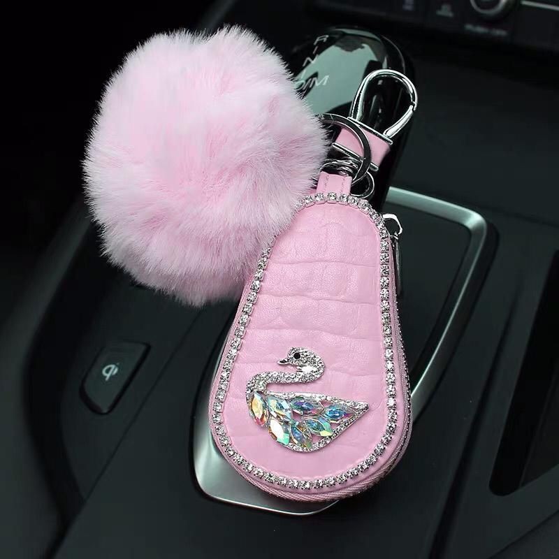 DOMPET KOTAK // Gantungan Kunci Mobil DAD crown canel bling blink impor kulit swan anggsa