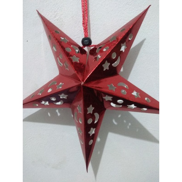 paper lantern 3D pentagram bintang 30cm  idul Fitri. natal xmas