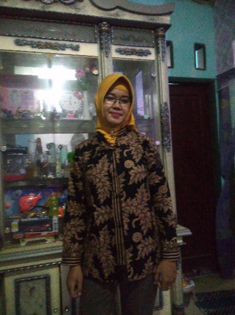 Murah Batik Wanita Blus Atasan Wanita Warna Coklat Pendek Leher Sanghai