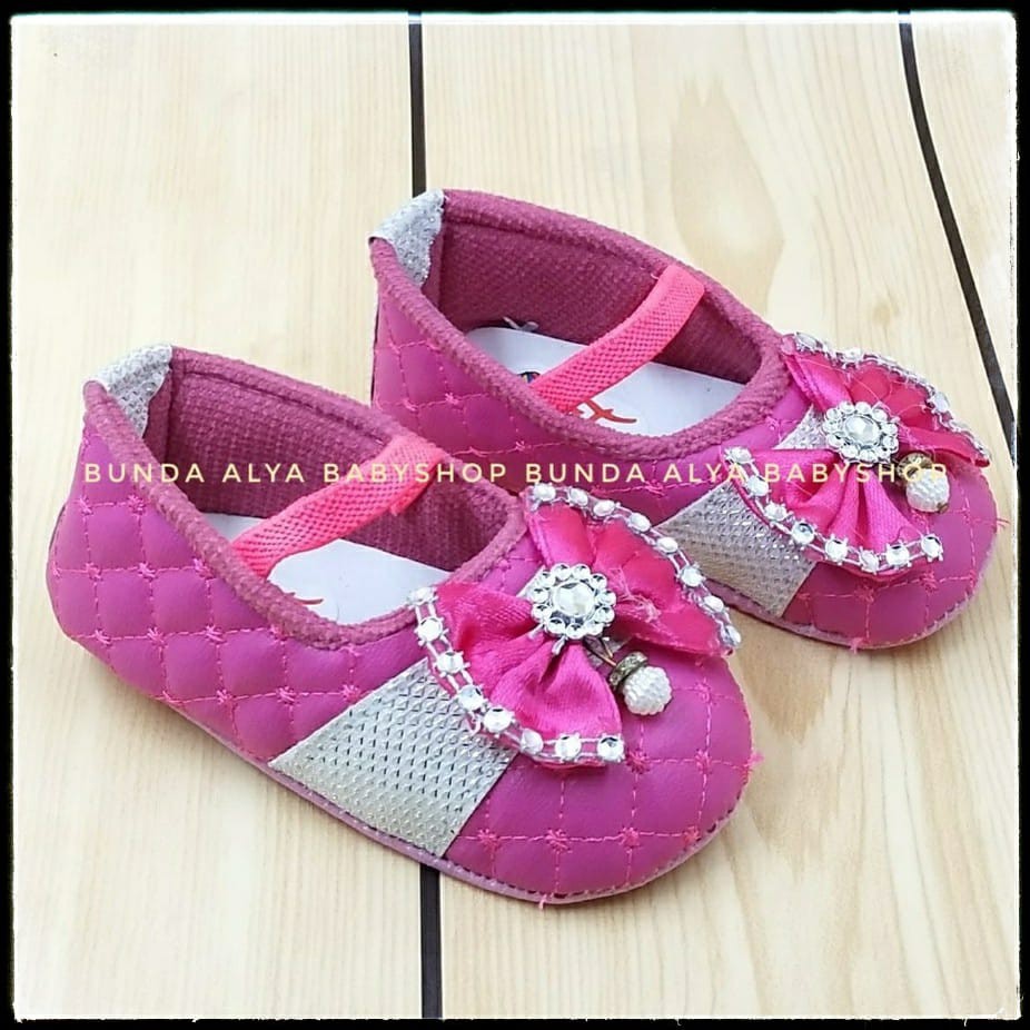 Sepatu Bayi Perempuan Pita PINK TUA- Prewalker Baby Girl - PW Bayi - Sepatu Bayi Alas Lembut SALE