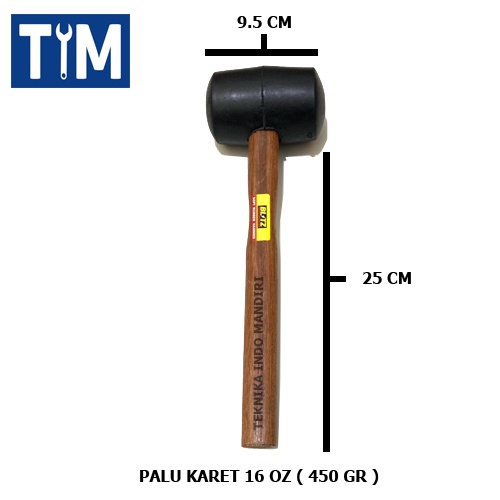 Palu Karet 16 OZ Gagang Kayu / Rubber Hammer