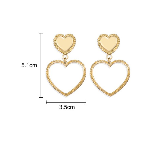 LRC Anting Tusuk Fashion Gold Hollow Big Love Tassel Earrings D31701