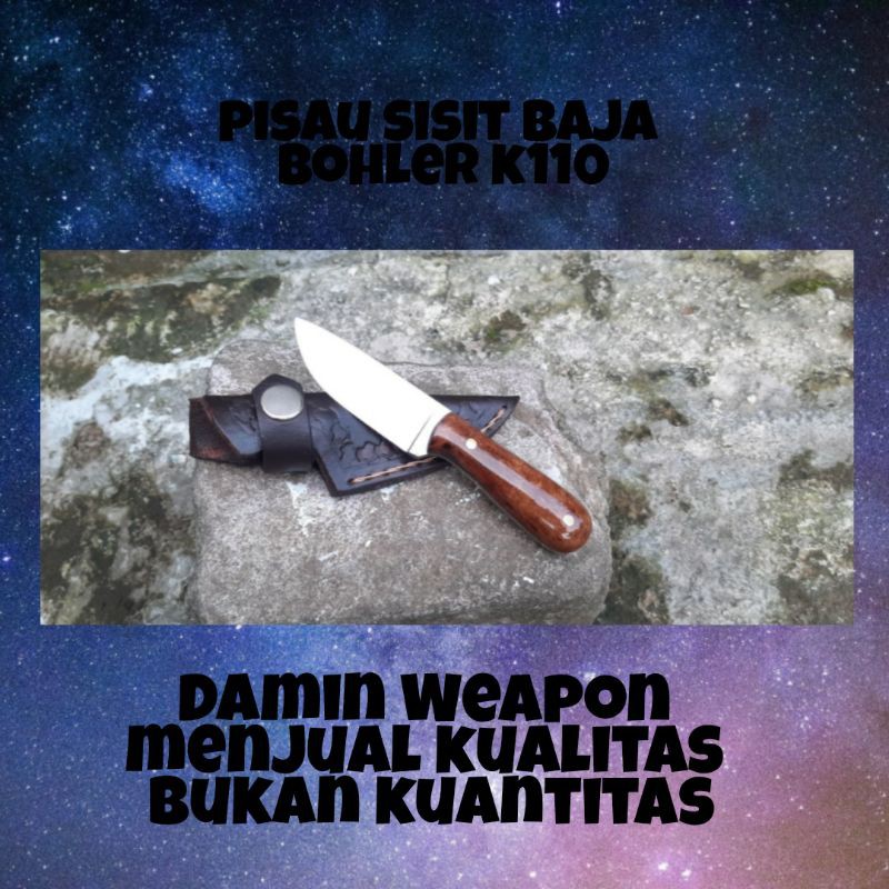 pisau seset baja bohler k110 super tajam burl amboyna