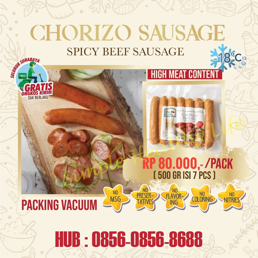 

Chorizo Sausage Spicy (Sosis Daging Sapi Pedas) Halal