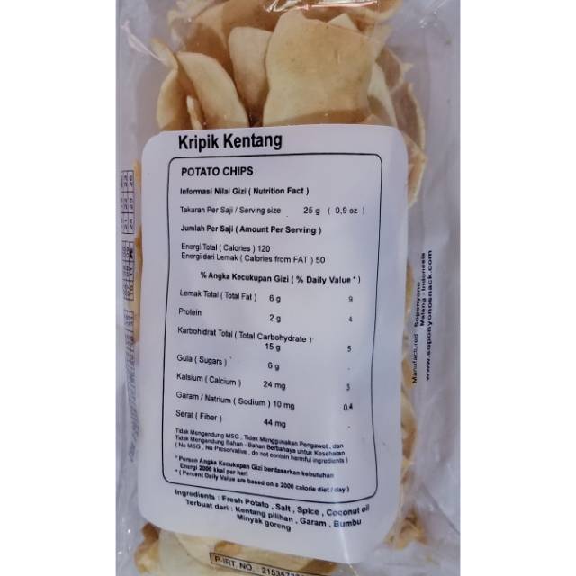 

Camilan kripik kentang •• Soponyono Malang