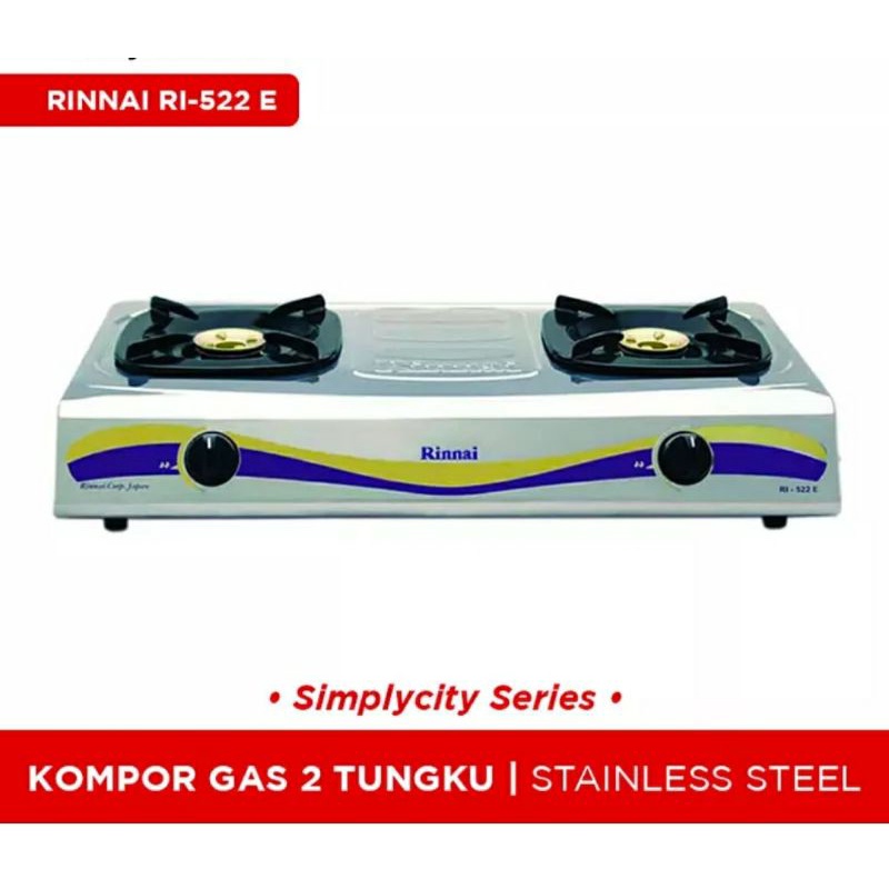 Kompor Gas rinnai 2 Tungkus stainles RI 522E