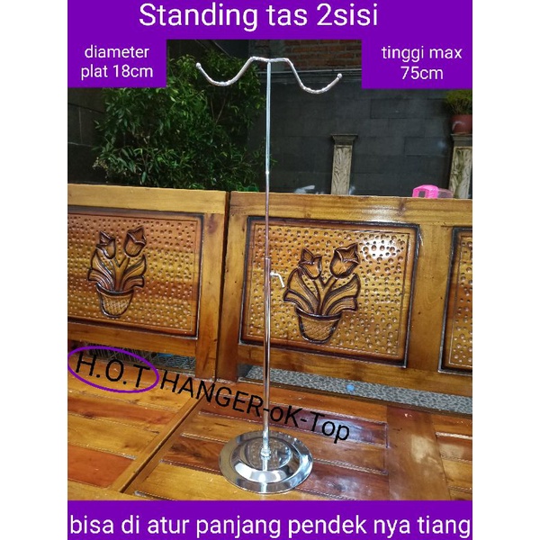 standing tas 2 sisi / display dua tas / panjang tas gantung tas