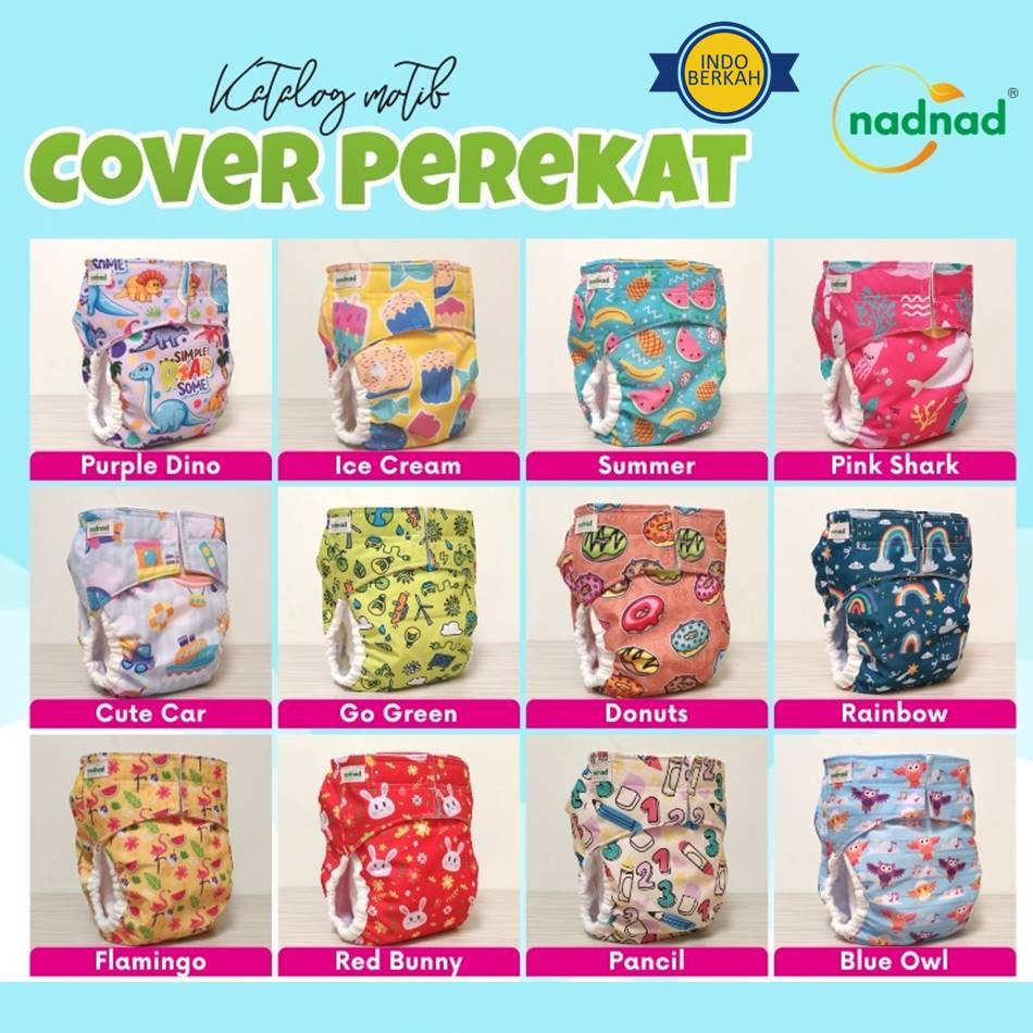 Paket Popok Clodi Bayi Cover Perekat Snab dan Celana NadNad Hemat 3 In 1 Murah New Desain  Motif Full Printing