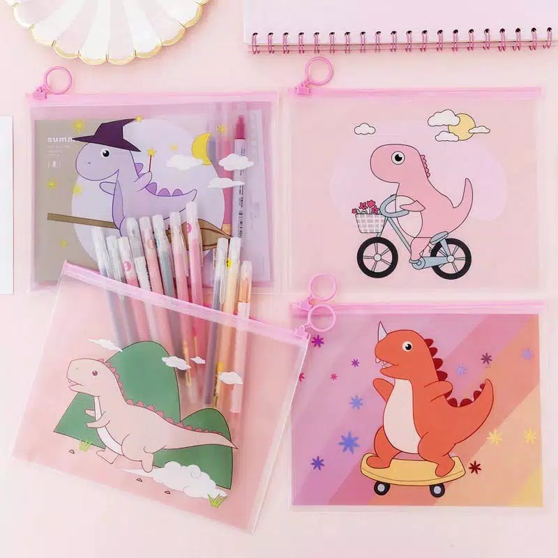 

Albama - Tempat Pensil Zip Dinosaurus / Zipper Pouch / Pouch Ziplock / Organizer / Zipper Serbaguna