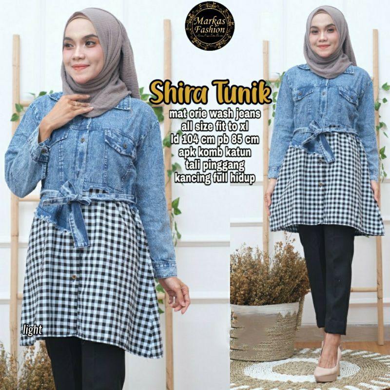 Shira Tunik Baju Kombinasi Baju Busui Baju Kancing Depan