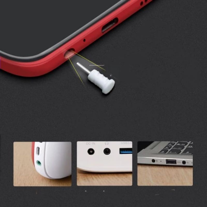Earphone Plug Anti Dust Silicone Port Anti Dust Pelindung Lubang Earphone HP Laptop
