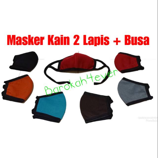 Masker Kain 2 Lapis + Busa (tali hijab sesuai pic)