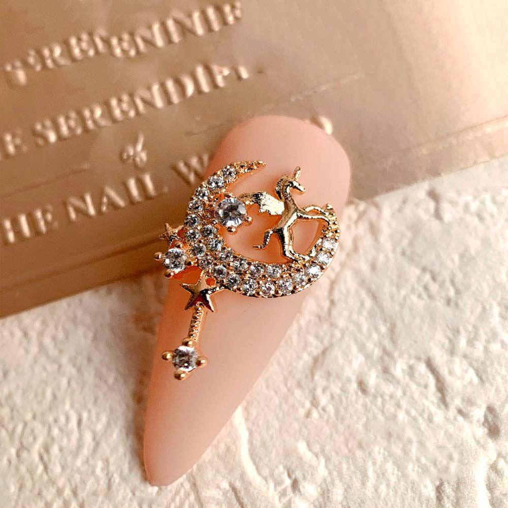 AUGUSTINA Augustina Perhiasan Kuku Kristal Mewah DIY Manicure Charm Nail Art Ornamen Zirkon Nail Art Dekorasi