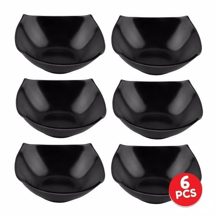 Mangkok Es Segi 4 Hitam Glori Melamine Black Bowl G4470 7 Inch 6 pcs